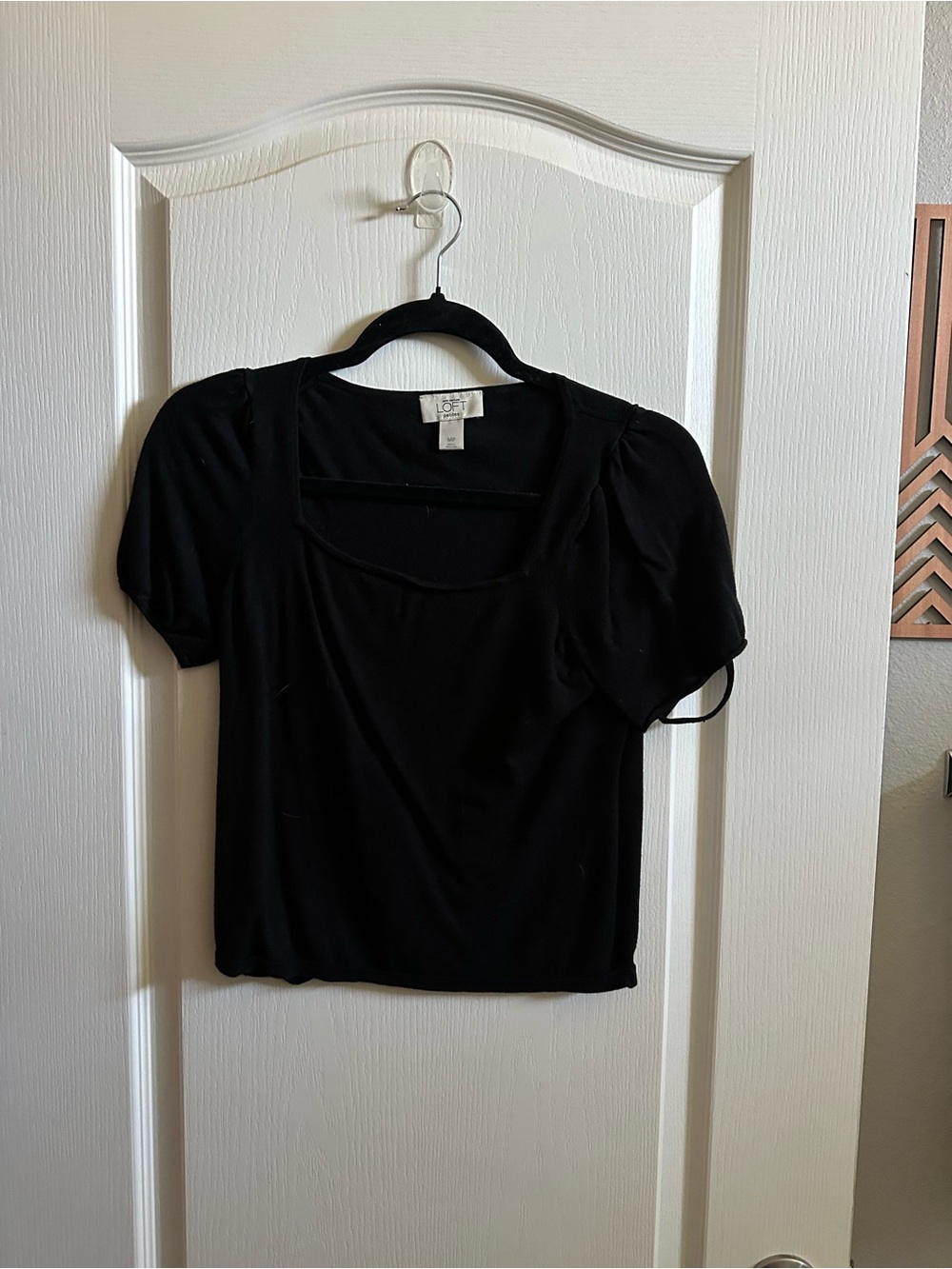 LOFT Black Short Sleeve Scoop Neck Top